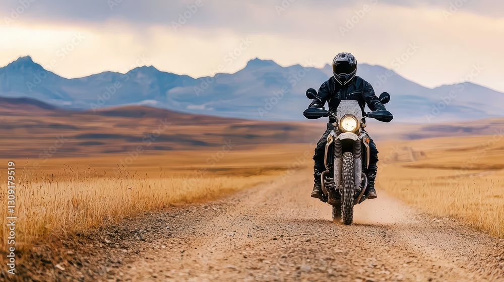 Adventurous Motorcycle Journey Across a Stunning Desert Landscape Adventurous Motorcycle Journey Across a Stunning Desert Landscape