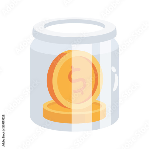 3d style icon showing saving jar filled with dollar coins