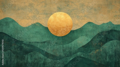 Abstract Gold Sun Landscape