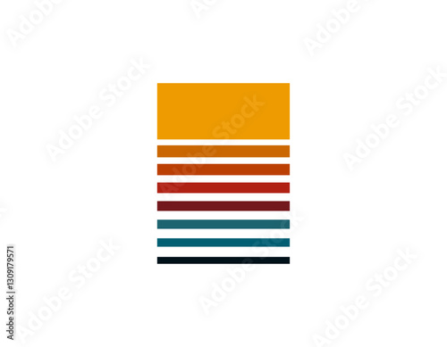A vibrant retro sun with a geometric circle design, reminiscent of the bright and bold styles of the 1980s and 1990s.