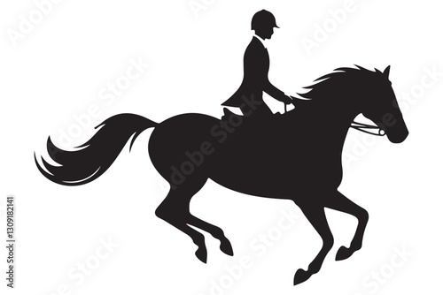 Equestrian Horseback Riding Silhouette for Sport and Recreation Activities