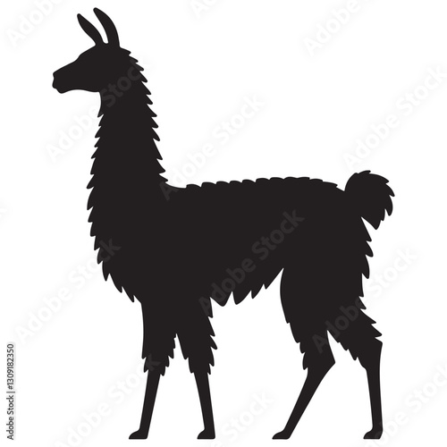 Striking Llama Silhouette Illustration Standing Tall with Elegant Profile