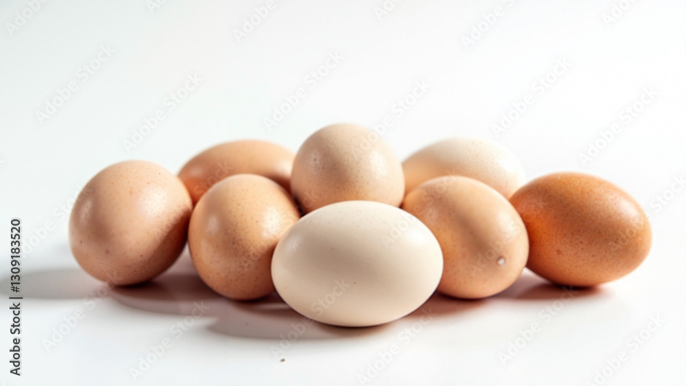 Farm-Fresh Chicken Eggs on White Background: Perfect for Food Marketing, Recipe Blogs, and Nutritional Education Farm-Fresh Chicken Eggs on White Background: Perfect for Food Marketing, Recipe Blogs, and Nutritional Education
