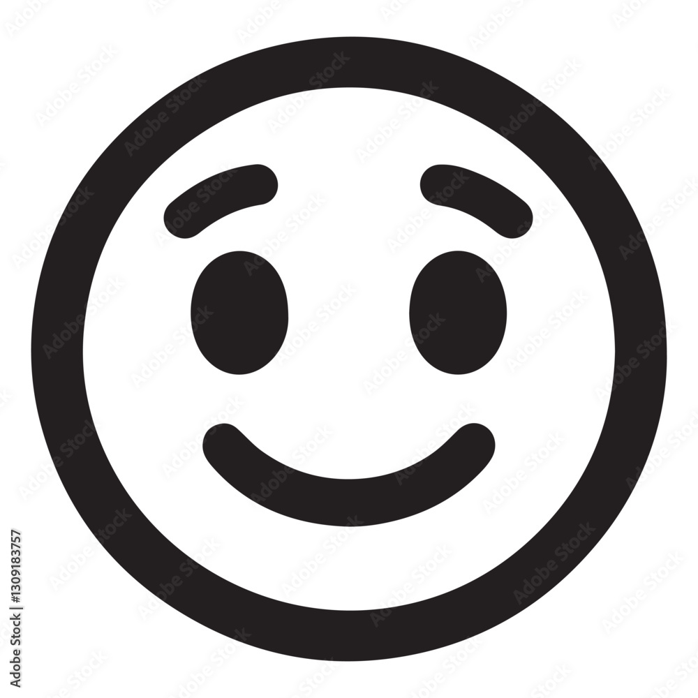 Fototapeta premium Slightly smiling face vector icon emoji simple illustration for pleasantry