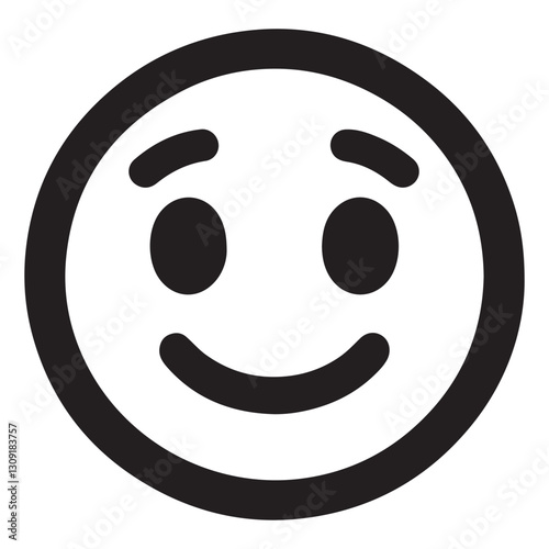 Slightly smiling face vector icon emoji simple illustration for pleasantry