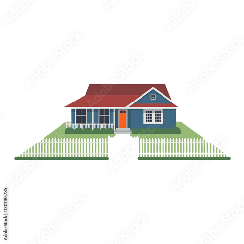 Charming Suburban House Vector Illustration Ideal for Real Estate and Design Projects