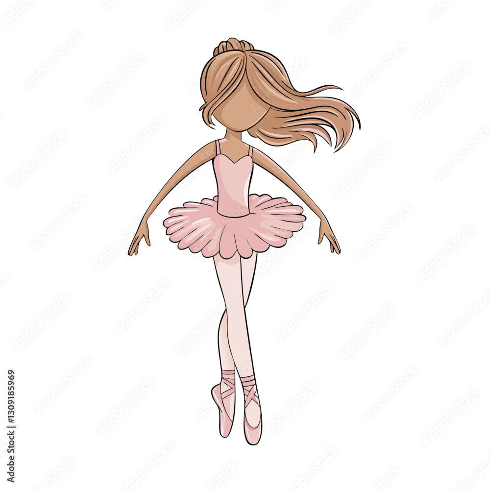 Elegant Ballerina in Pink Tutu Ballet Dance Vector Illustration Elegant Ballerina in Pink Tutu Ballet Dance Vector Illustration