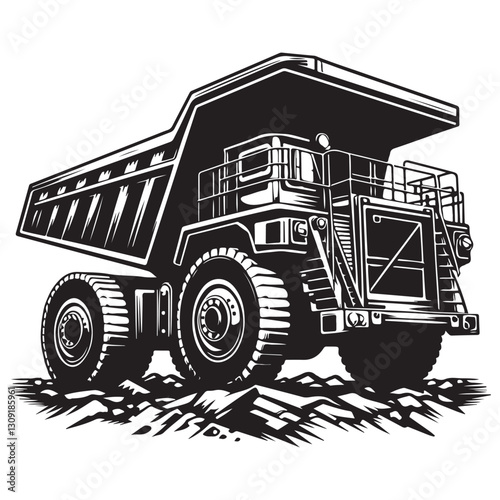 Detailed Heavy Mining Truck Illustration Vector for Industry Projects