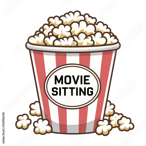 Popcorn Bucket with Movie Sitting Design for Entertainment and Snack Themes