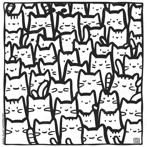 Cute cat cartoon pattern