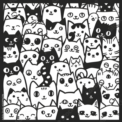 Cute cat cartoon pattern