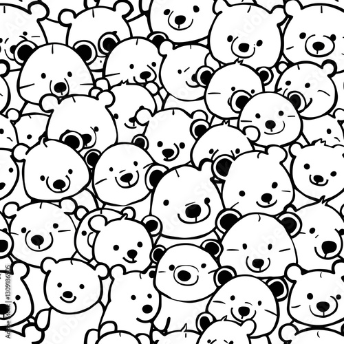 Cute bear cartoon pattern