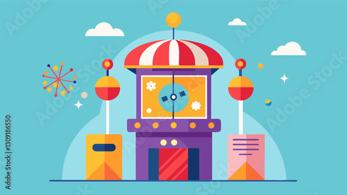 The Rational Thinking Machine resembling a fortunetelling booth at a carnival dispenses logical insights instead of predictions.. Vector illustration