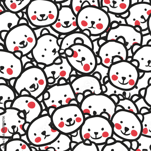 Cute bear cartoon pattern