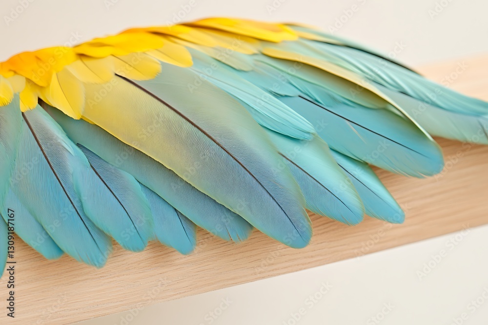 Obraz premium Stunning Parrot Wing Feathers in Vibrant Colors