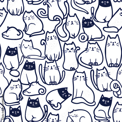 Cute cat cartoon pattern