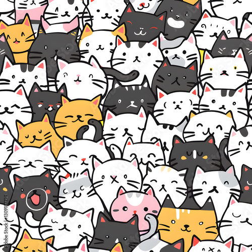 Cute cat cartoon pattern