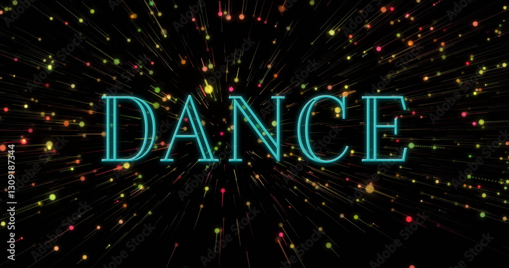 Image of dance text over yellow spots Image of dance text over yellow spots