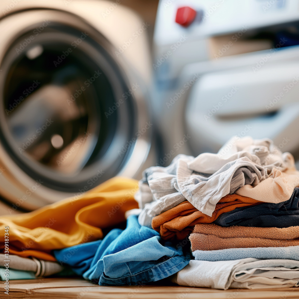 Fototapeta premium semi automatic washing machine . AI generative.