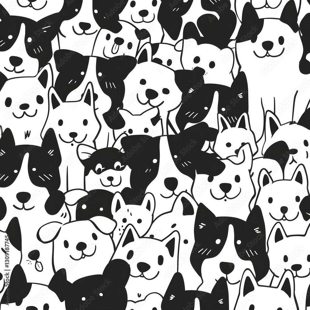 Obraz premium Cute dog cartoon pattern 