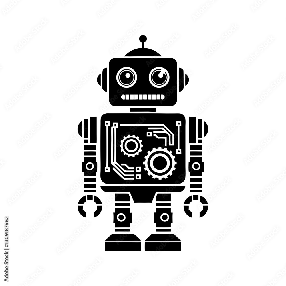 Fototapeta premium Retro Robot Vector Illustration for Design and Creativity Projects