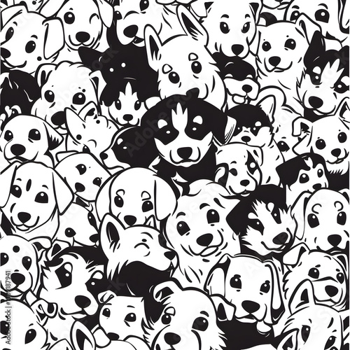 Cute dog cartoon pattern

