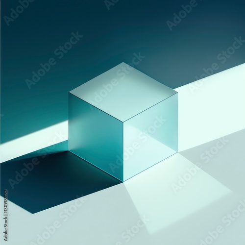 Minimalist Glass Cube in Light and Shadow