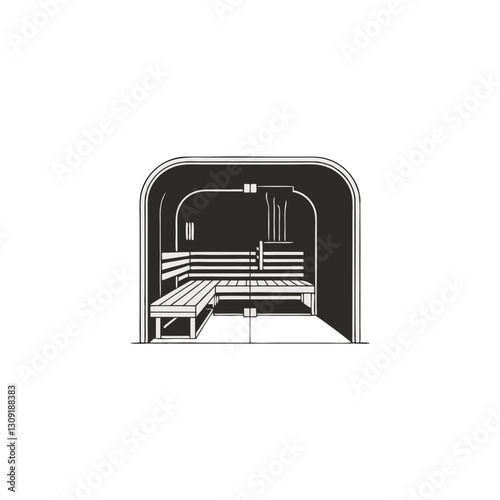 Modern Sauna Interior Illustration Vector for Relaxation and Spa Design