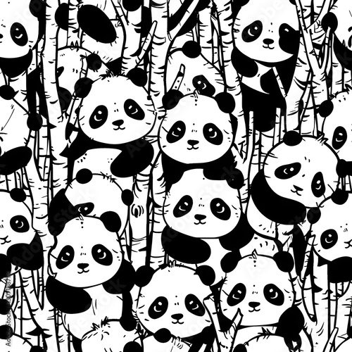 Cute panda cartoon pattern
