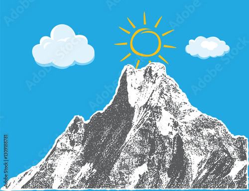 Halftone stipple effect on a mountain for grunge punk y2k collage Grunge Punk Mountain Silhouette