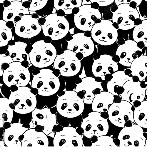 Cute panda cartoon pattern
