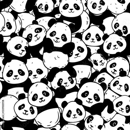 Cute panda cartoon pattern
