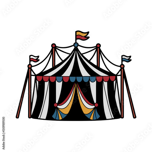 Circus Tent Vector Illustration Carnival Event Decoration Design