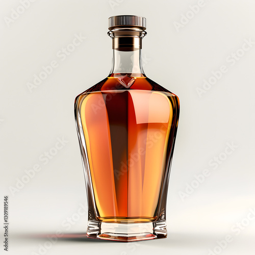 A whiskey bottle on white background