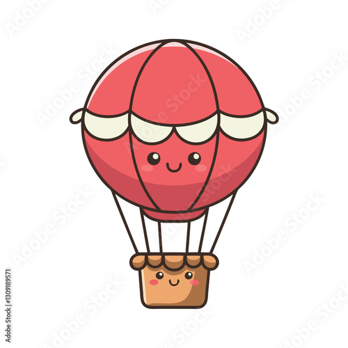 Cute Smiling Hot Air Balloon Vector Illustration for Kids Decor