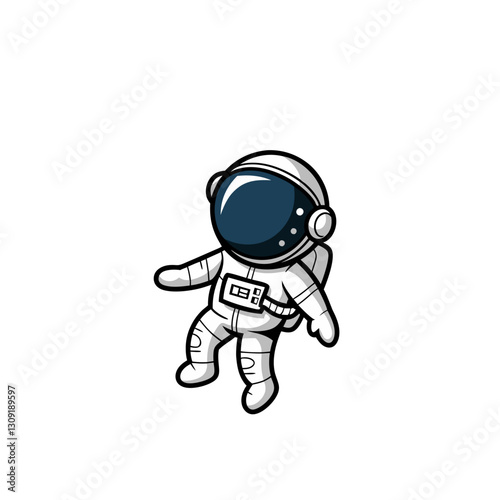 Cute Vector Astronaut in Spacesuit Floating in Space Illustration