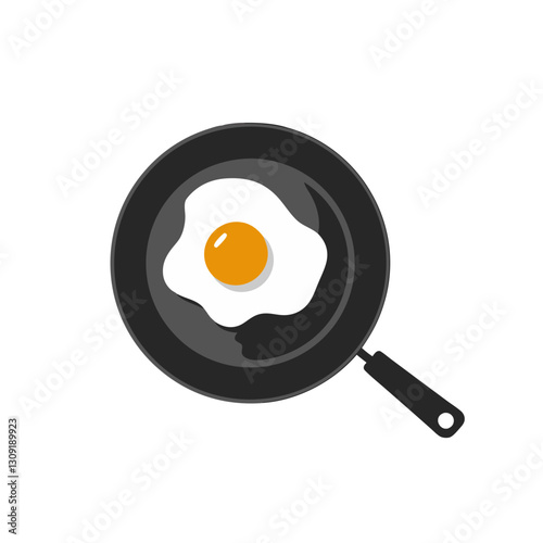 Fried Egg in Skillet Vector Illustration for Cooking and Food Design Applications