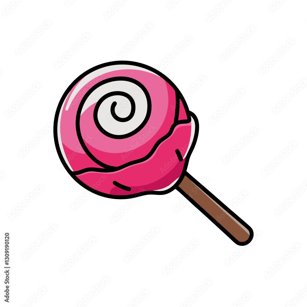 Pink Swirl Lollipop Vector Illustration for Candy Design or Children's Art Pink Swirl Lollipop Vector Illustration for Candy Design or Children's Art