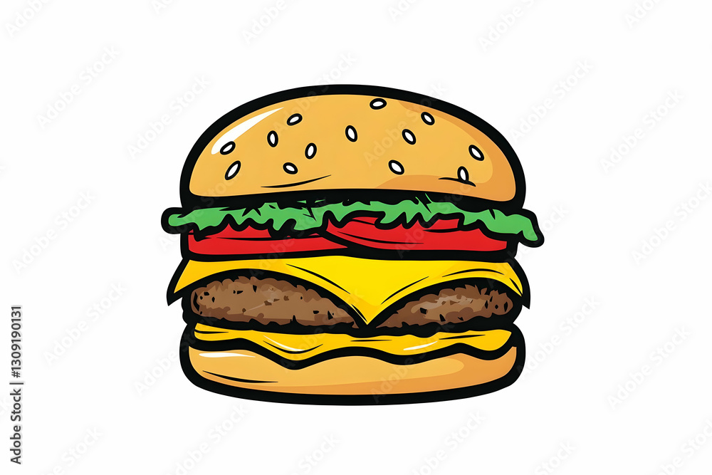 A vector logo of an illustration of a double cheeseburger. A vector logo of an illustration of a double cheeseburger.