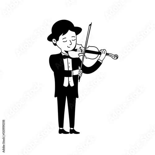 Elegant Violinist Playing Music Vector Art for Creative Projects and Designs