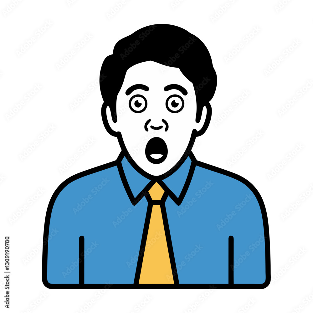 Shocked Man Vector Illustration Surprised Expression Cartoon Art Shocked Man Vector Illustration Surprised Expression Cartoon Art