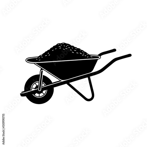 Wheelbarrow Filled with Dirt Vector for Gardening and Construction Projects