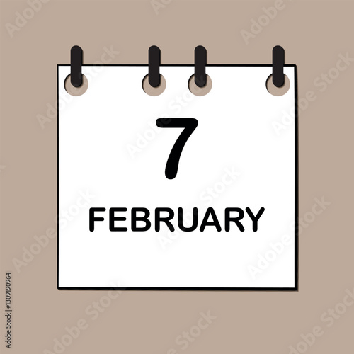 February 7. Daily Calendar icon for design. Simple design for business brochure, flyer, print media, advertisement. Easily editable.