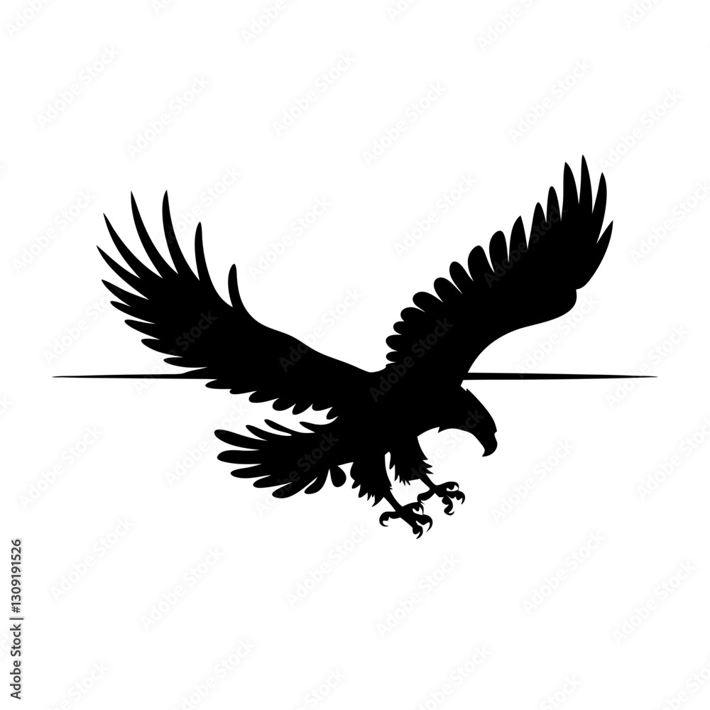Obraz premium Majestic Eagle Silhouette in Flight Perfect for Tattoo or Logo Design