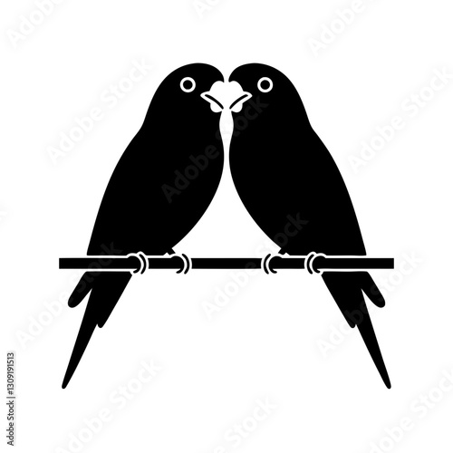 Lovebird Silhouette Vector Romantic Bird Illustration for Decor or Tattoo Design