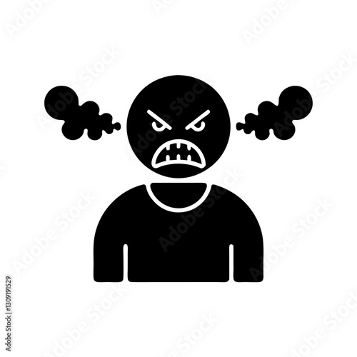 Angry Face Emoticon with Steam Vector Illustration for Anger Management Design