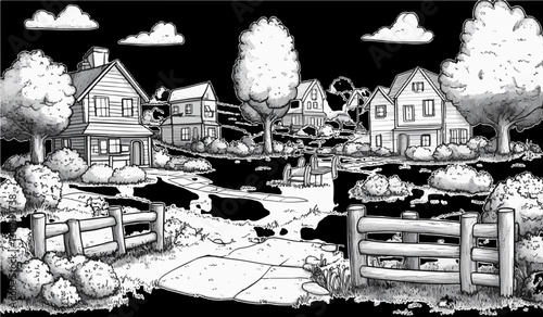 Quiet Suburban Street with Cozy Homes and Lush Greenery