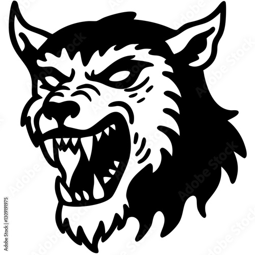 Fierce Werewolf Head Vector Art for Tattoos and Halloween Design