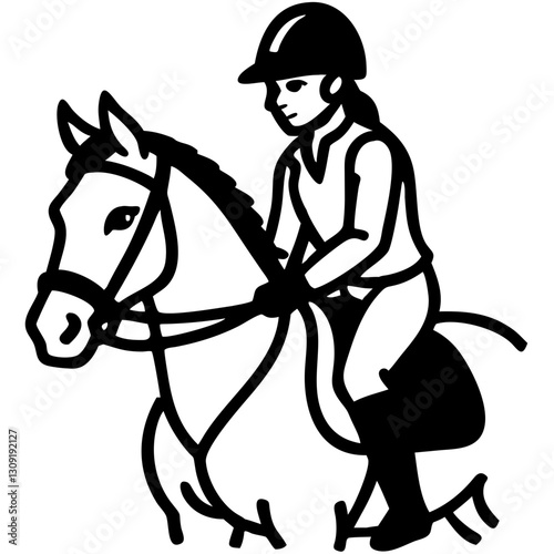Equestrian Rider on Horse Silhouette Vector Illustration for Versatile Design Use