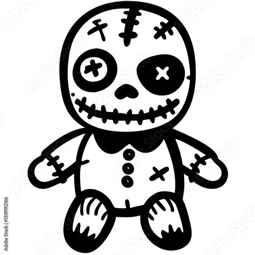 Creepy Cute Voodoo Doll Vector Art for Tattoo and Craft Design